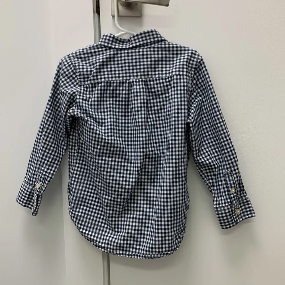 Gap boys button down - blue and white gingham print - size 4